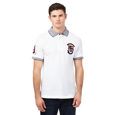 Big and tall white logo applique polo shirt